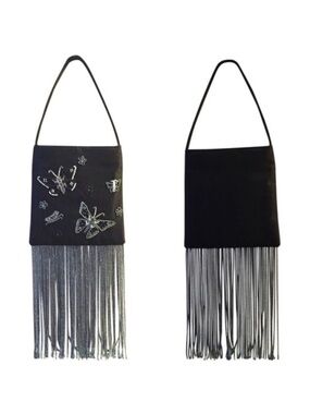 🦋✨Fluttering in Style: Valerie Stevens Black Purse with Beaded Butterflies✨🦋